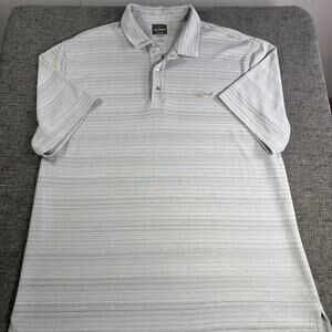 Greg Norman for Tasso Ella Play Dry XL Gray Striped Golf Shirt with Snap Closure
